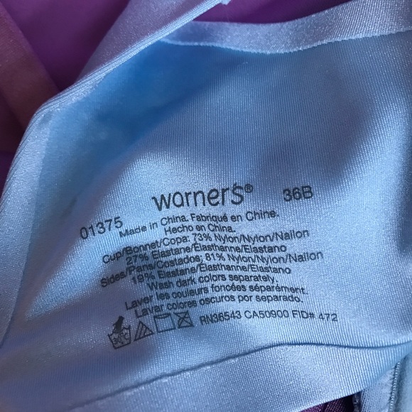 2 Warner’s Bras Back Smooth Wire Free Contour 36B - Picture 4 of 4